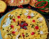 A picture of step 7 of Kesari Rabri Ghevar.
