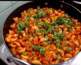 A picture of step 5 of Schezwan pasta.