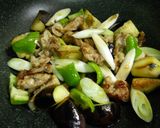 A picture of step 5 of Easy Chinese at Home: Stir-fried Pork and Aubergine with Soy Sauce.