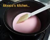 A picture of step 1 of Tricolored Agar-based Milk Jelly with Shaved Ice Syrup for the Japanese Doll Festival.