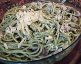 Foto del paso 3 de la receta: Tallarines de espinacas, con salsa de queso crema, cebolla de verdeo, champignon, panceta