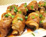 A picture of step 9 of Pork and Eggplant Layered Roll-ups.