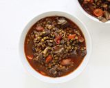 A picture of step 5 of Beef Stew with Oyster Mushrooms and Green Lentils.