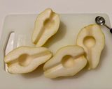 A picture of step 2 of Baked Pears with Gorgonzola and Walnuts (or Goat Cheese and Pine Nuts).