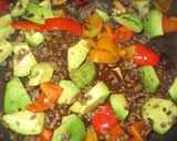 A picture of step 5 of Avocado and Minced Meat Stir-fry with Wasabi Soy Sauce.