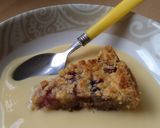 A picture of step 12 of Vickys Cherry Frangipane-Streusal Cake, GF DF EF SF.