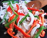 A picture of step 5 of Healthy Phad Ga Prao with Chicken Breast.