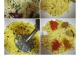 A picture of step 2 of Puliyogare cheese burst bombs in pizza sauce.