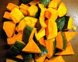 A picture of step 1 of Deli-Style Kabocha Salad with Aromatic Cinnamon.