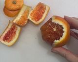 A picture of step 2 of Blood orange and bitter leaf salad.