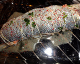 Foto del paso 7 de la receta: Lubina rellena de langostinos y piña