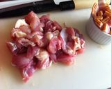 A picture of step 1 of Satoimo (Taro Root) and Chicken in Cream Sauce.