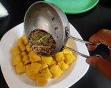 A picture of step 8 of Gujarati Thali For lunch or dinner (puran poli khandvi,dana muthiya sabji,rice,dal).