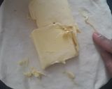 A picture of step 2 of Sweet buttery Puff pastry with chocolate nuty sauce.