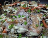 Foto del paso 10 de la receta: Salteado🍄de vegetales🧅🥕🍗y pollo🍱🥙🌯