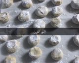 A picture of step 2 of Ghraybeh with Date Tahini.