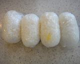 A picture of step 3 of Easy Meat Wrapped Cheese Onigiri Using Kitchen Parchment Paper.