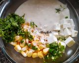 A picture of step 1 of Corn- Paneer Toast.
