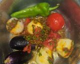 A picture of step 3 of Bharela Ringda Batata with soft roti(kathiyawadi sabzi).