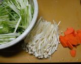 A picture of step 1 of Quick Simmered Shabu-Shabu Pork and Mizuna Greens.