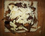 A picture of step 4 of French toast with mushroom filling.