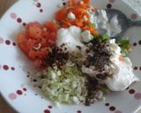 A picture of step 3 of Veg sandwich with hang curd.