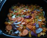 A picture of step 1 of Creamy Sweet potato & butternut squash soup. Makes 4 servings (425 ml) 126 cals bowl.