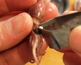 A picture of step 1 of Firefly Squid and Nanohana Spaghetti.