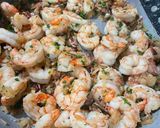 A picture of step 6 of Shrimp and Grits.