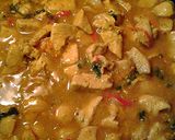 A picture of step 6 of saffron chicken (Kesar Murgh) my spin on it.