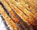 A picture of step 9 of Macrobiotic Crispy Sake Lees Snack Sticks.