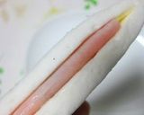 A picture of step 3 of Crusty Fluffy Fried Hanpen with Ham and Cheese.