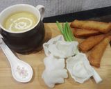 A picture of step 6 of Fried garlic bread with malligatwni soup.
