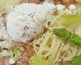 A picture of step 5 of Asparagus and Bacon with Soft Set Eggs.