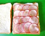 A picture of step 2 of Cured Ham and Radish Sandwich.