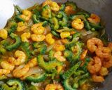 A picture of step 2 of Bitter Gourd and Prawn.