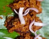 A picture of step 11 of Fish Pollichathu.