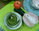 Hình bước làm 1 của món Em chó (cún) bằng bưởi