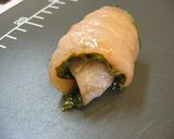 A picture of step 4 of Chicken Tender Roll-Ups with Shiso Marinated in Garlic Soy Sauce.