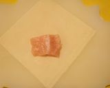 A picture of step 2 of Chicken Tender, Shiso and Mentaiko Spring Rolls.