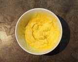 A picture of step 5 of Risoni Risotto with Saffron Tofu and Romano Bean Cream.