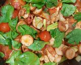 A picture of step 4 of My Quick Smoked Sausage and Chicken Pasta. 😀.
