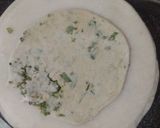 A picture of step 2 of Palak prontha with curd.