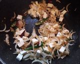A picture of step 4 of Palak paneer fried rice.