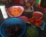 A picture of step 1 of Carrot sauce, baked beef and potatoes and rice.