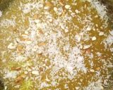 A picture of step 6 of Ashtami special prasaad the puri chana and halwa thali.