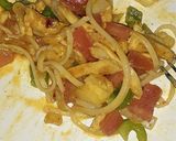 A picture of step 6 of Spaghetti and chicken strips.