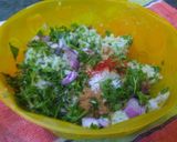 A picture of step 3 of Poha Spinach tikki.