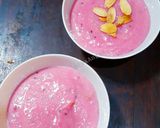 Foto langkah ke 4 dari resep Sütlaç (Puding Nasi buah Naga topping Almond).