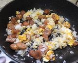 A picture of step 6 of Fried Rice with Egg and Chinese Sausage.